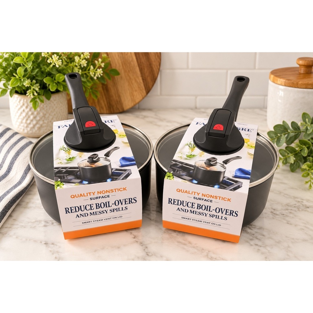 Farberware Brilliance 3 Qt Covered Saucepan Set of 2 Stainless Steel Modern
